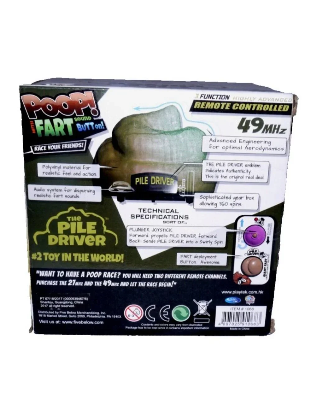 The Pile Driver 49 MHz remote control Poop toy Playtek 2017 New, package damaged